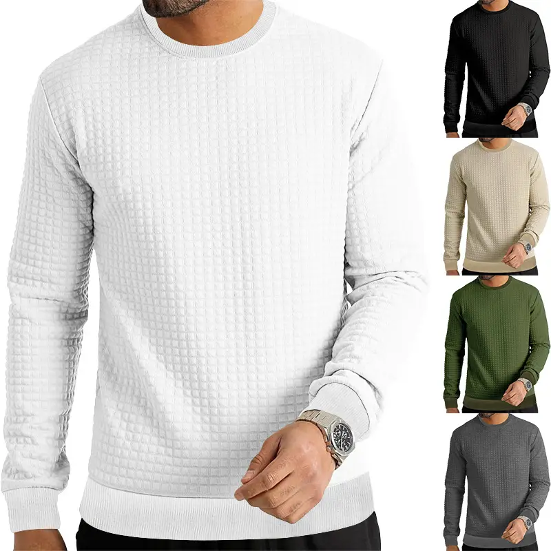 Men's Long Sleeve Waffle Knit T-Shirt Beige — feature 2