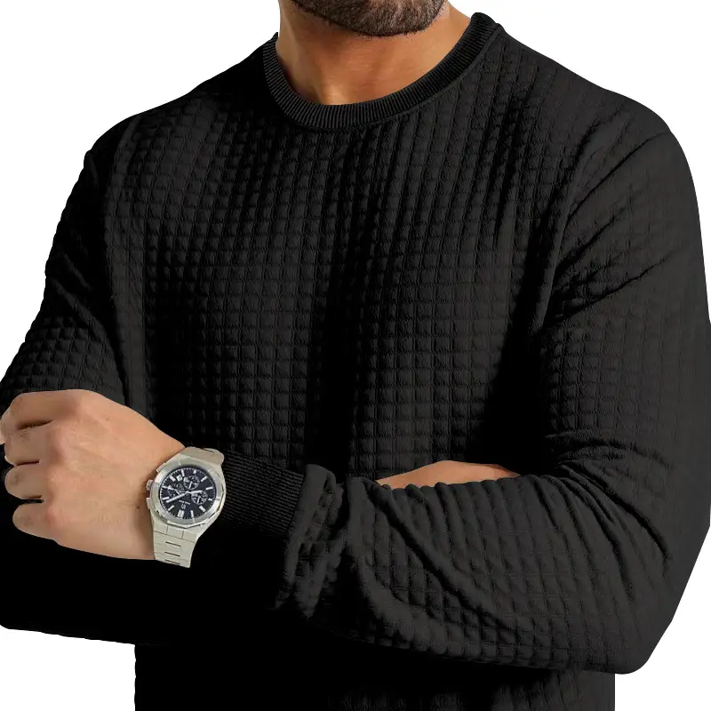 Men's Long Sleeve Waffle Knit T-Shirt Beige — feature 25