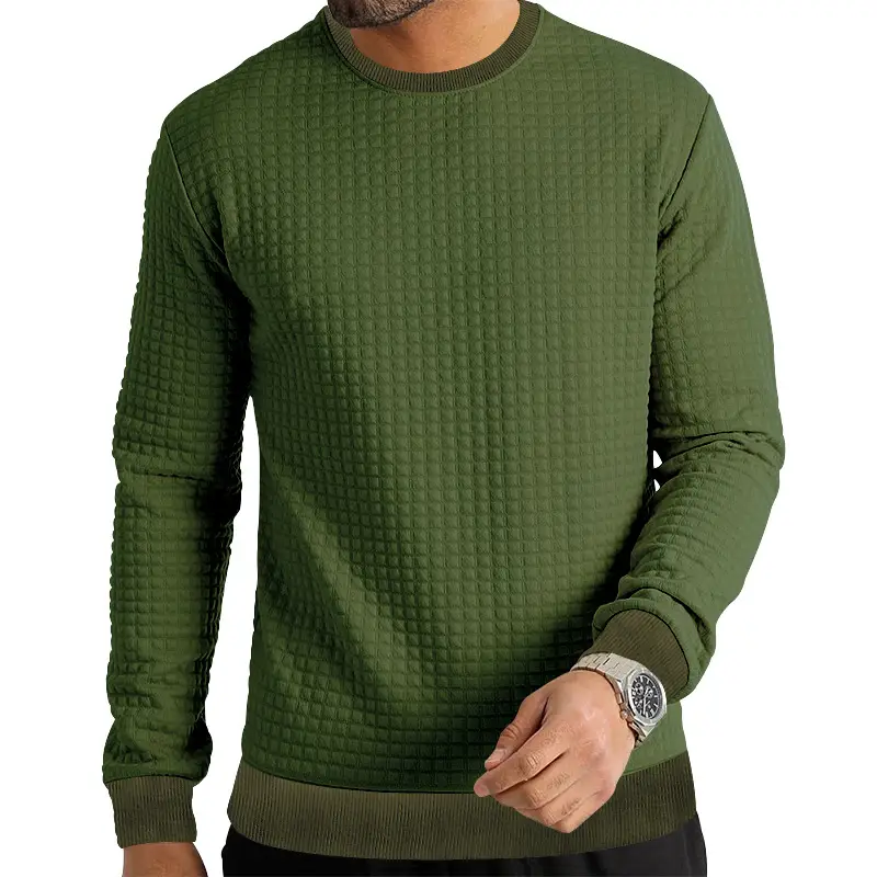 Men's Long Sleeve Waffle Knit T-Shirt Beige — feature 32