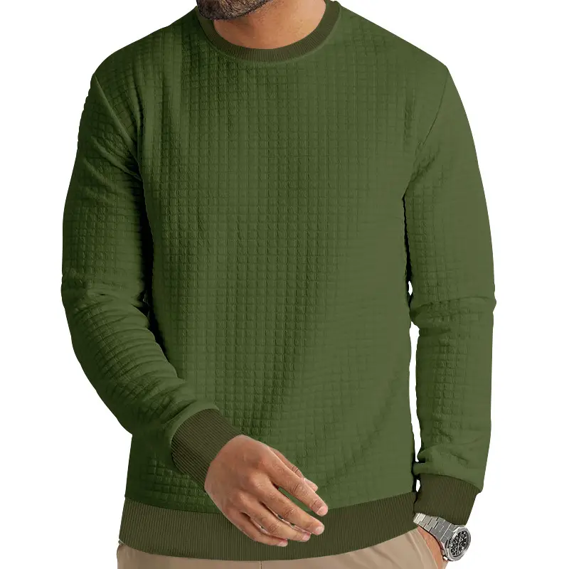 Men's Long Sleeve Waffle Knit T-Shirt Beige — feature 33