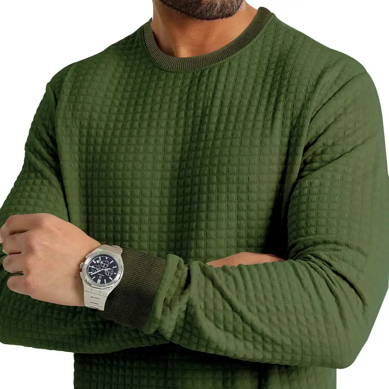 Men's Long Sleeve Waffle Knit T-Shirt Beige — feature 34