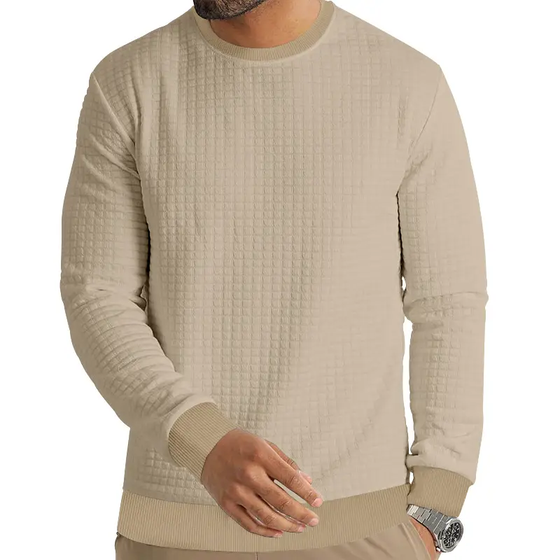 Men's Long Sleeve Waffle Knit T-Shirt Beige — feature 42