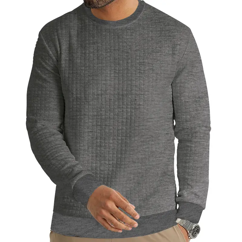Men's Long Sleeve Waffle Knit T-Shirt Beige — feature 50
