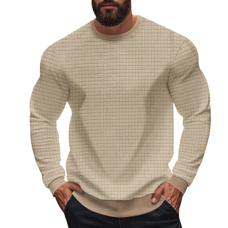 Men's Long Sleeve Waffle Knit T-Shirt Beige - Image 5