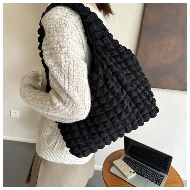 2023 Black Cloud Pleated Shoulder Bag for Women — feature 10