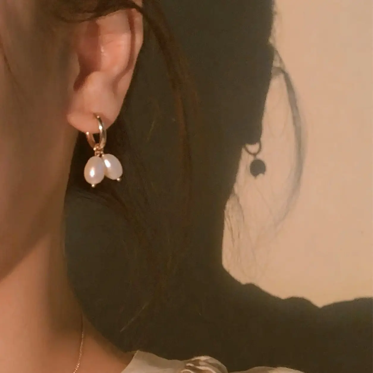 Pearl Earrings Gold Natural Freshwater Pearl Women's Korean - Image 2