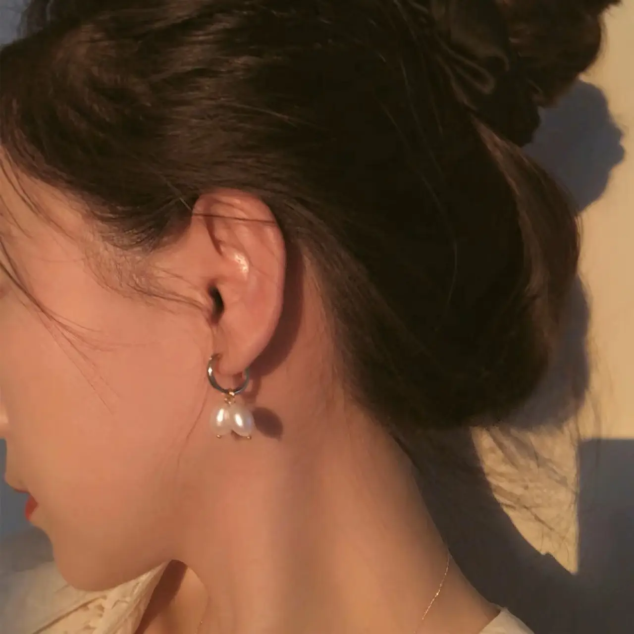 Pearl Earrings Gold Natural Freshwater Pearl Women's Korean - Image 4