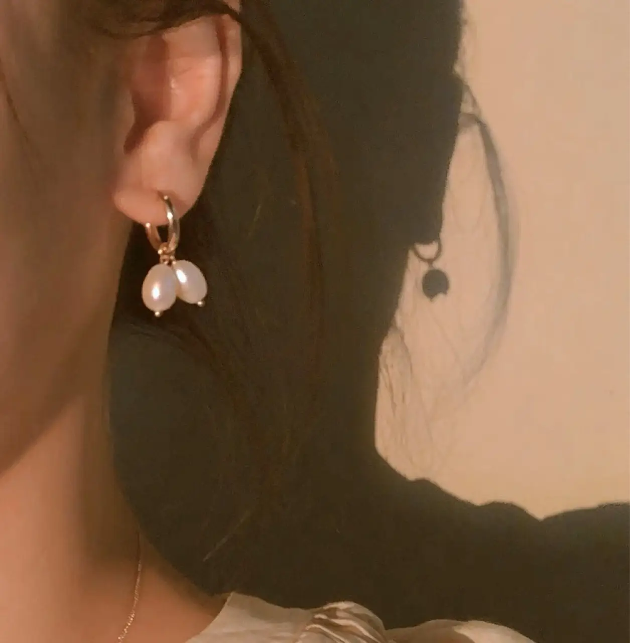 Pearl Earrings Gold Natural Freshwater Pearl Women's Korean — feature 2