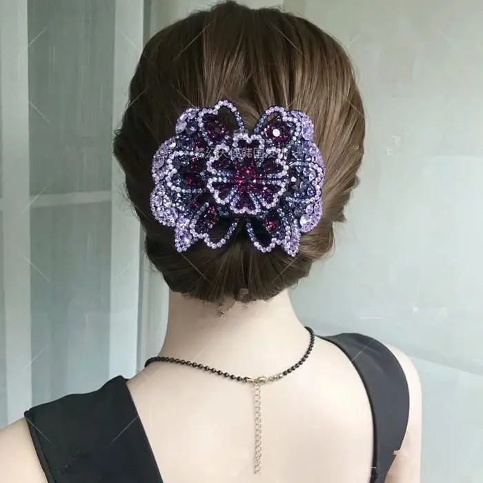Three-Dimensional Rhinestone Flower Clip for Women - Image 10