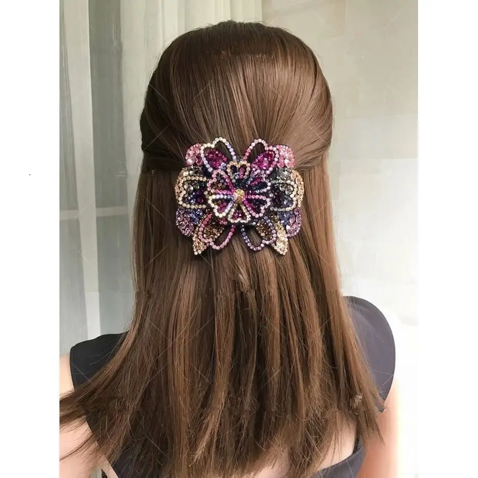 Three-Dimensional Rhinestone Flower Clip for Women - Image 12