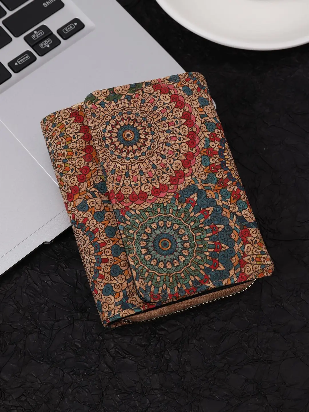 Cross-Border Bohemian Multifunctional Clutch Bag with Multiple Card Slots Wood Grain Wallet Literary Ladies Bag Card Bag Pu Small Bag
