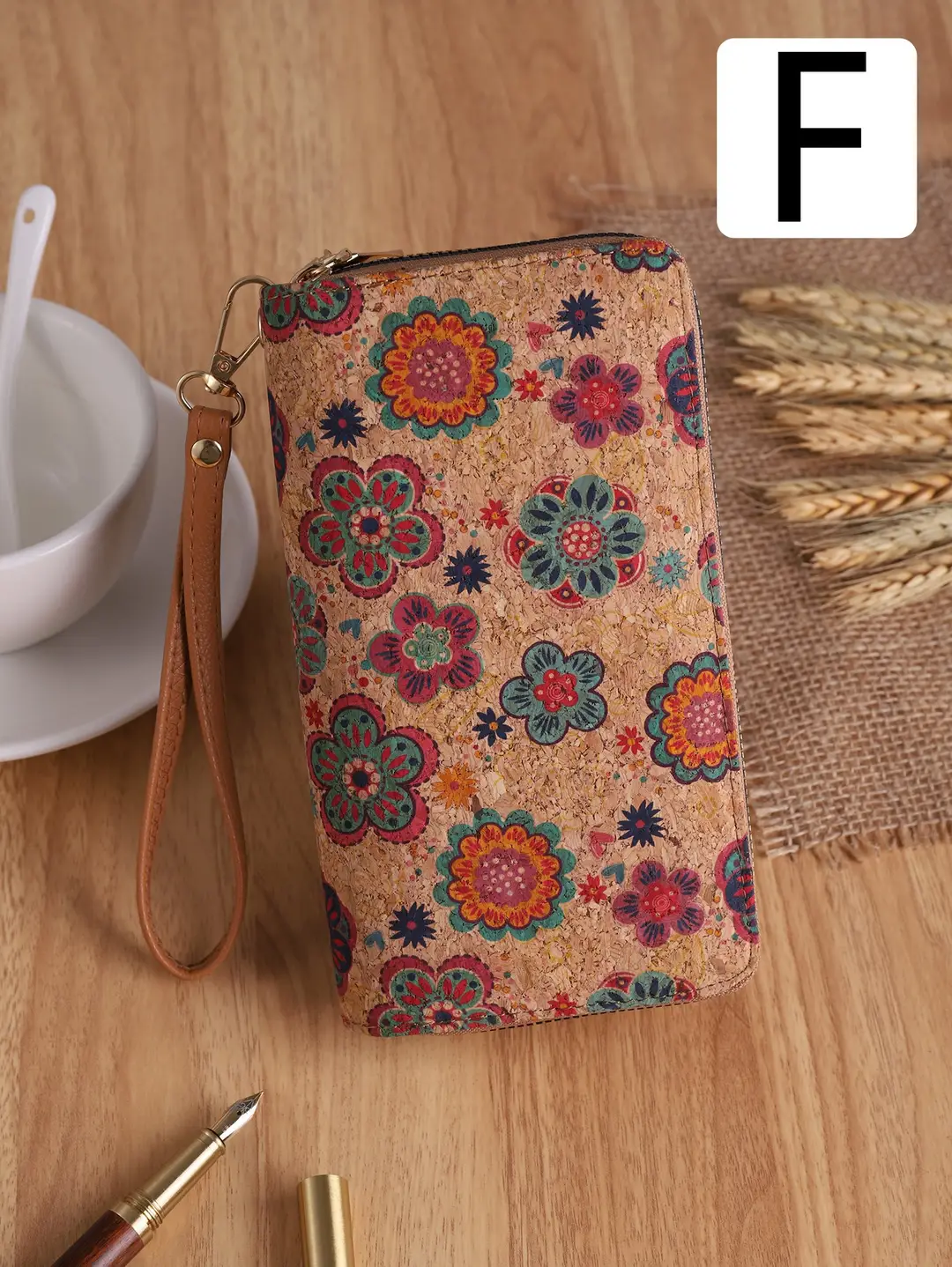 Cross-Border Bohemian Multifunctional Clutch Bag with Multiple Card Slots Wood Grain Wallet Literary Ladies Bag Card Bag Pu Small Bag