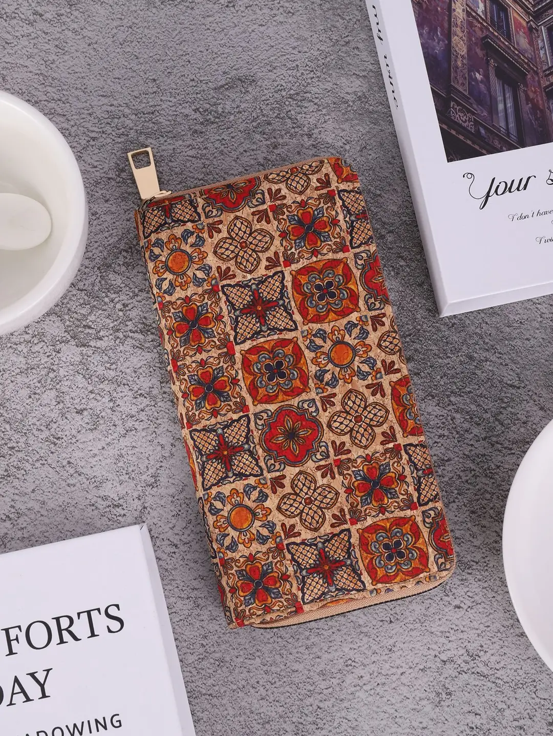Cross-Border Bohemian Multifunctional Clutch Bag with Multiple Card Slots Wood Grain Wallet Literary Ladies Bag Card Bag Pu Small Bag