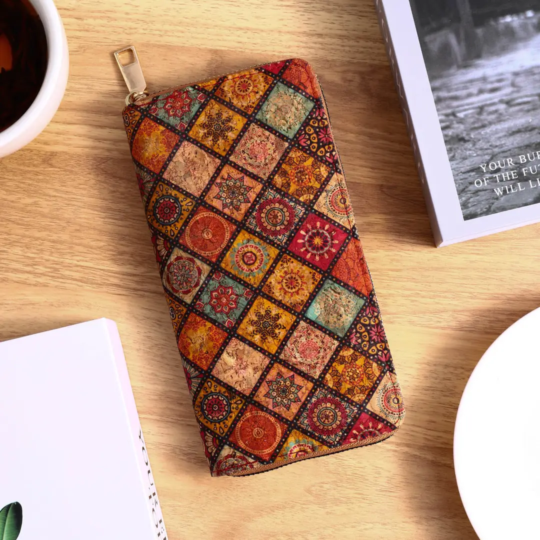 Cross-Border Bohemian Multifunctional Clutch Bag with Multiple Card Slots Wood Grain Wallet Literary Ladies Bag Card Bag Pu Small Bag