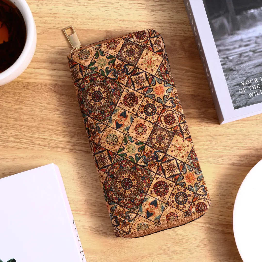 Cross-Border Bohemian Multifunctional Clutch Bag with Multiple Card Slots Wood Grain Wallet Literary Ladies Bag Card Bag Pu Small Bag