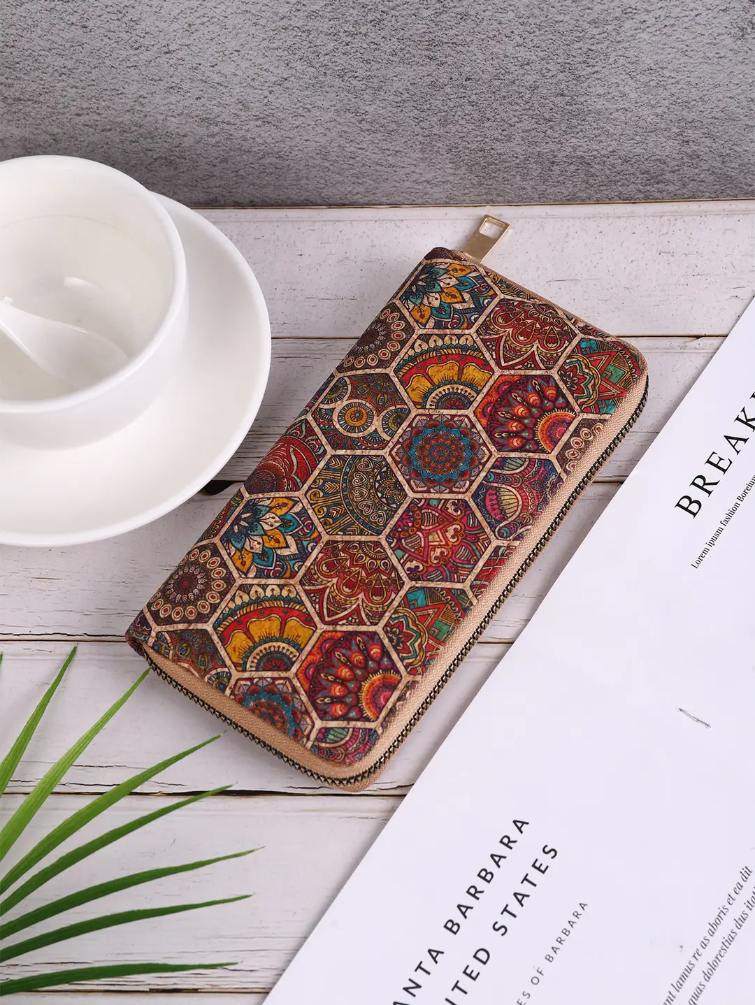 Cross-Border Bohemian Multifunctional Clutch Bag with Multiple Card Slots Wood Grain Wallet Literary Ladies Bag Card Bag Pu Small Bag