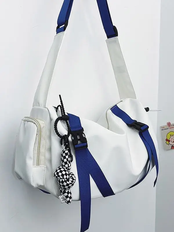 Blue Japanese Workwear Wide Strap Crossbody Bag for Men Women - Image 12