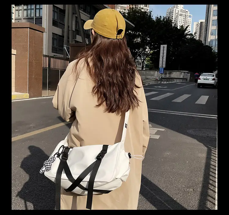 Blue Japanese Workwear Wide Strap Crossbody Bag for Men Women — feature 10