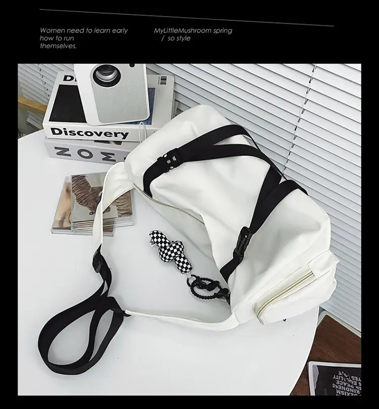 Blue Japanese Workwear Wide Strap Crossbody Bag for Men Women — feature 21