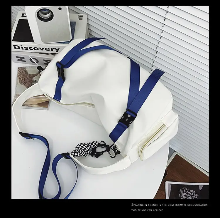 Blue Japanese Workwear Wide Strap Crossbody Bag for Men Women — feature 23