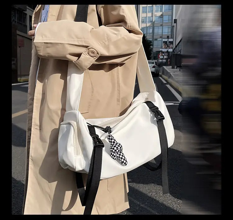 Blue Japanese Workwear Wide Strap Crossbody Bag for Men Women — feature 9