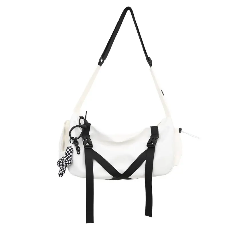 Blue Japanese Workwear Wide Strap Crossbody Bag for Men Women - Image 4