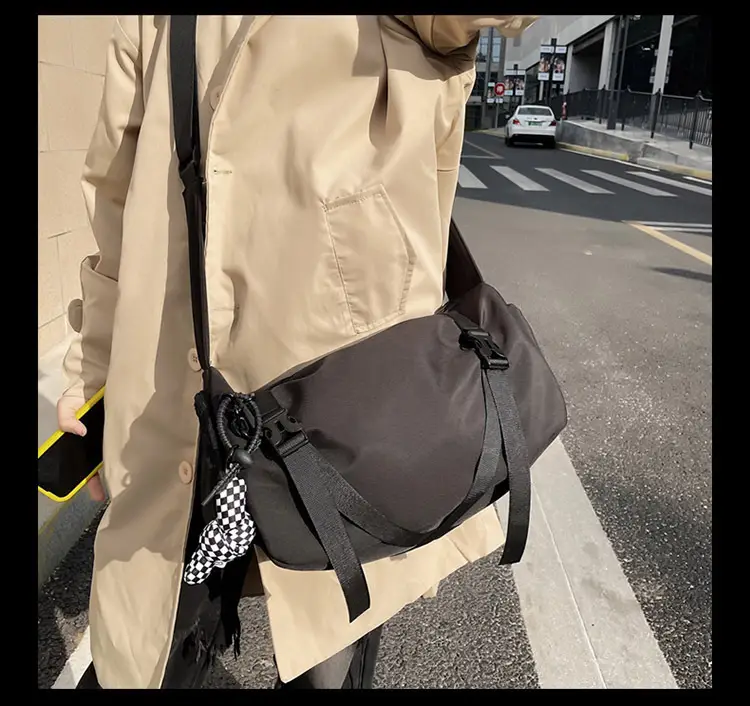 Blue Japanese Workwear Wide Strap Crossbody Bag for Men Women - Image 7