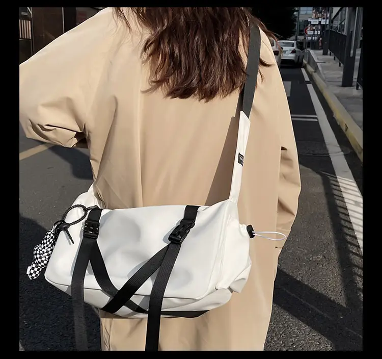 Blue Japanese Workwear Wide Strap Crossbody Bag for Men Women - Image 8