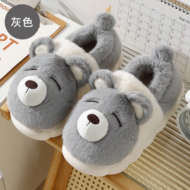 Cotton slippers women's winter bag heel home cute non-slip thick bottom warm velvet outer wear plush cotton shoes women's winter - Image 4