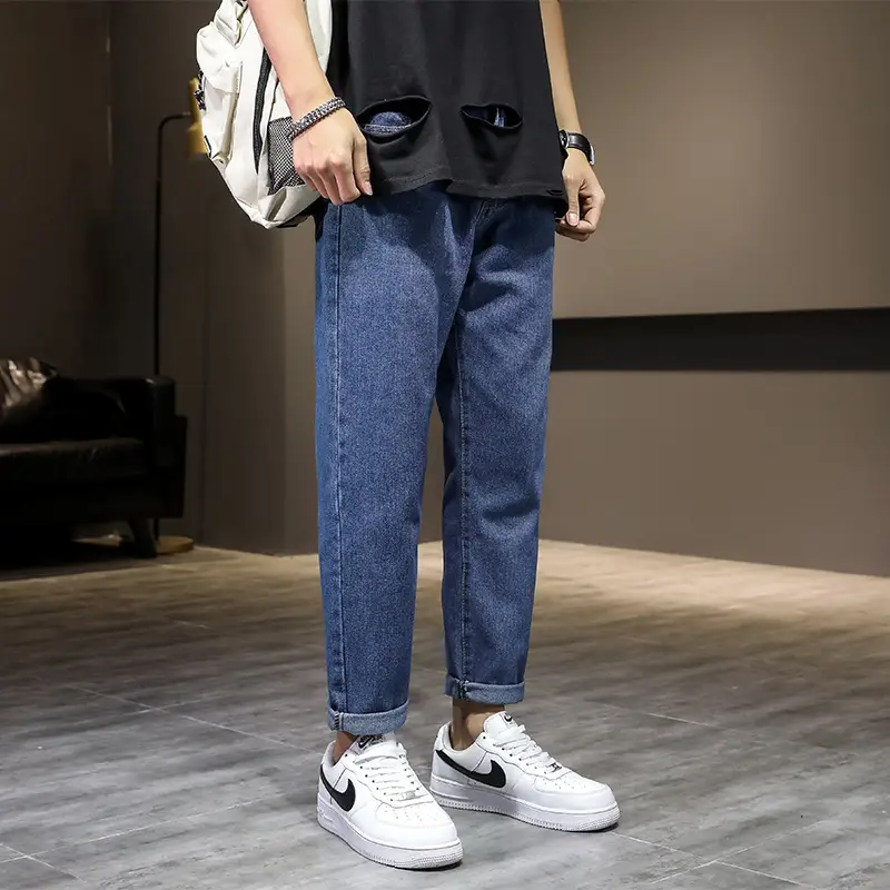 2023 Men's Blue Denim Jeans Slim Fit Loose Cut - Image 3
