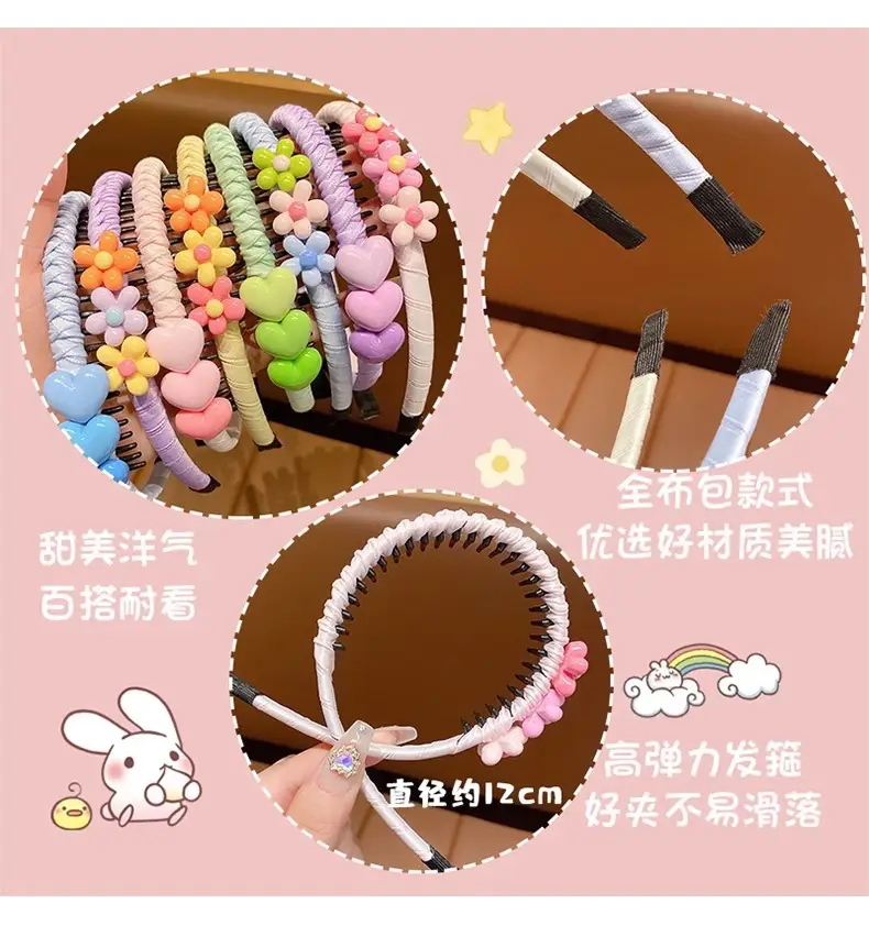 Girls' Toothed Hair Clip Headband Pink — feature 7