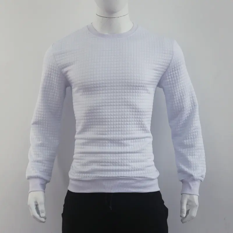 Men's Grey Waffle Knit Sweatshirt Long Sleeve Casual — feature 82