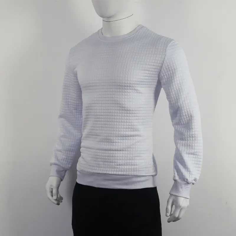 Men's Grey Waffle Knit Sweatshirt Long Sleeve Casual — feature 83
