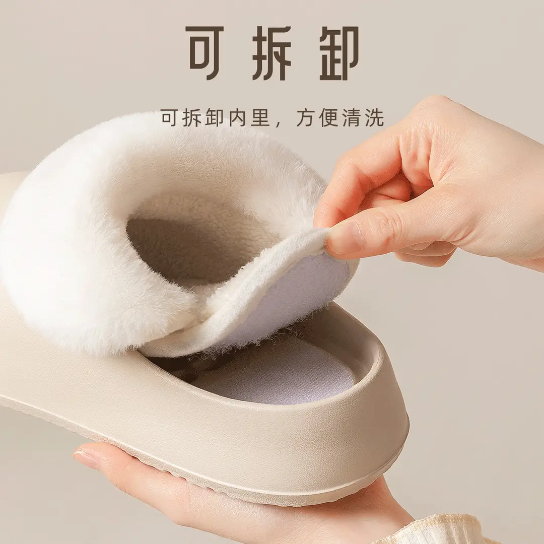 Astro detachable waterproof closed toe half slippers women's thick sole outdoor wear Office super hot cotton slippers autumn and winter - Image 17