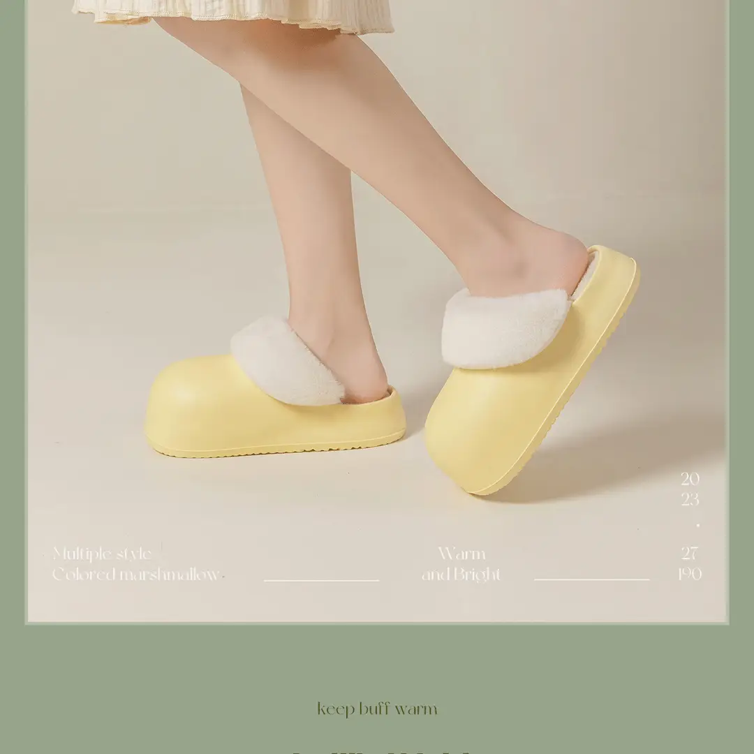 Astro detachable waterproof closed toe half slippers women's thick sole outdoor wear Office super hot cotton slippers autumn and winter — feature 19