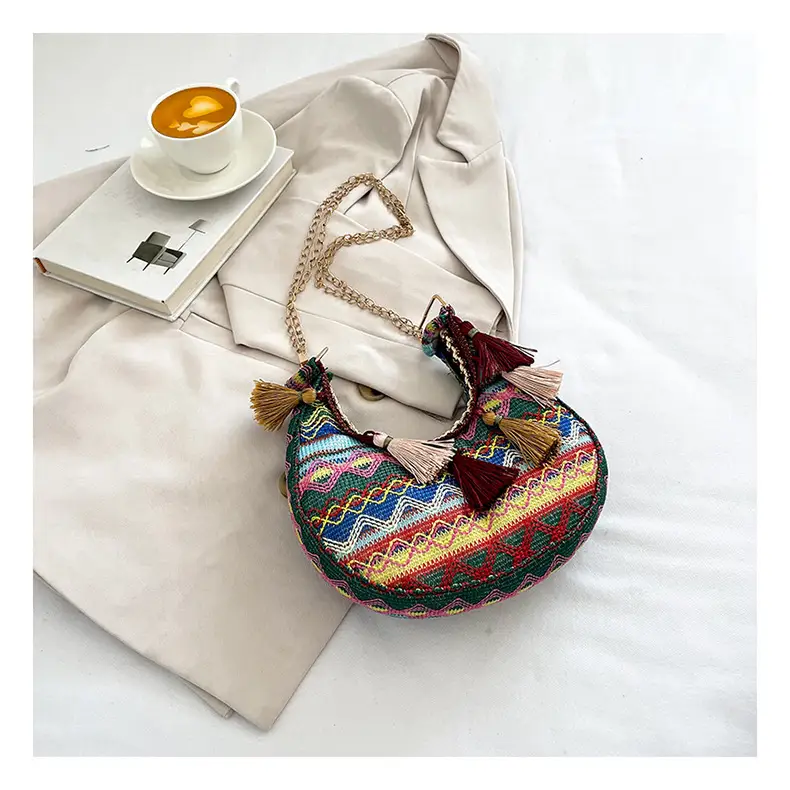 Embroidered Ethnic Style Tassel Bag for Women 2026 New Woven Shoulder Crossbody Bag Fashionable Holiday Style Underarm Bag — feature 27