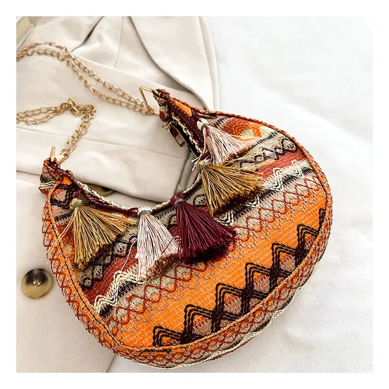 Embroidered Ethnic Style Tassel Bag for Women 2026 New Woven Shoulder Crossbody Bag Fashionable Holiday Style Underarm Bag — feature 30