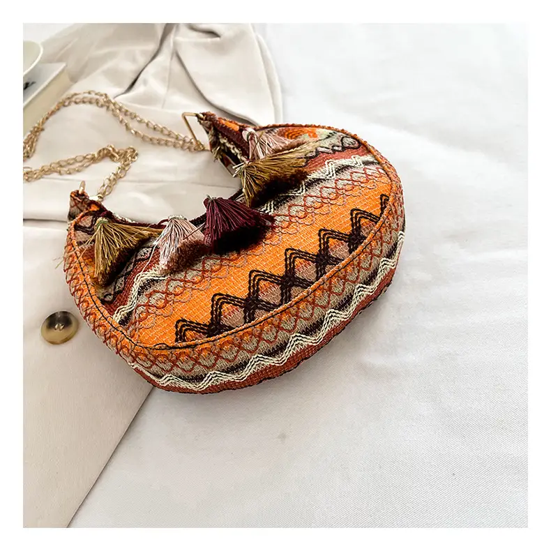 Embroidered Ethnic Style Tassel Bag for Women 2026 New Woven Shoulder Crossbody Bag Fashionable Holiday Style Underarm Bag — feature 31