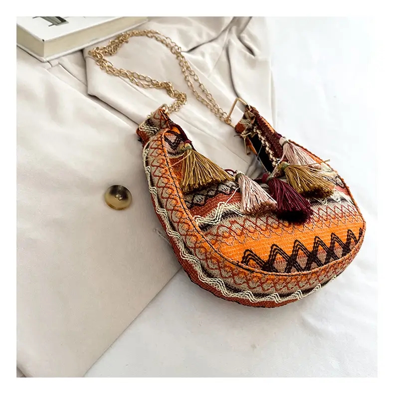 Embroidered Ethnic Style Tassel Bag for Women 2026 New Woven Shoulder Crossbody Bag Fashionable Holiday Style Underarm Bag — feature 32