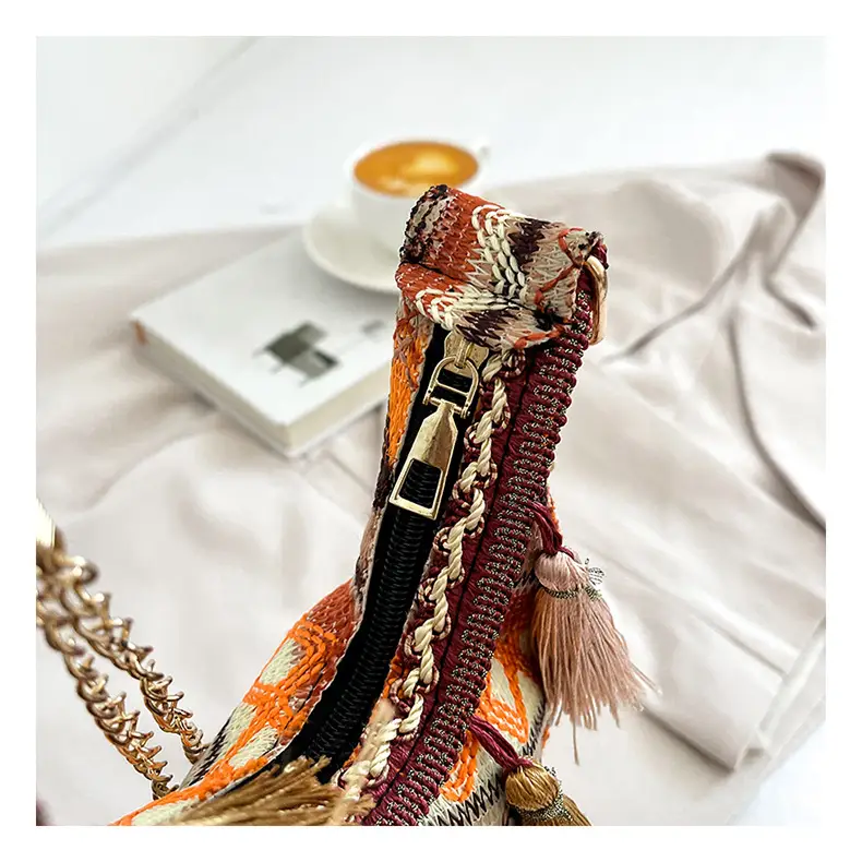 Embroidered Ethnic Style Tassel Bag for Women 2026 New Woven Shoulder Crossbody Bag Fashionable Holiday Style Underarm Bag — feature 35