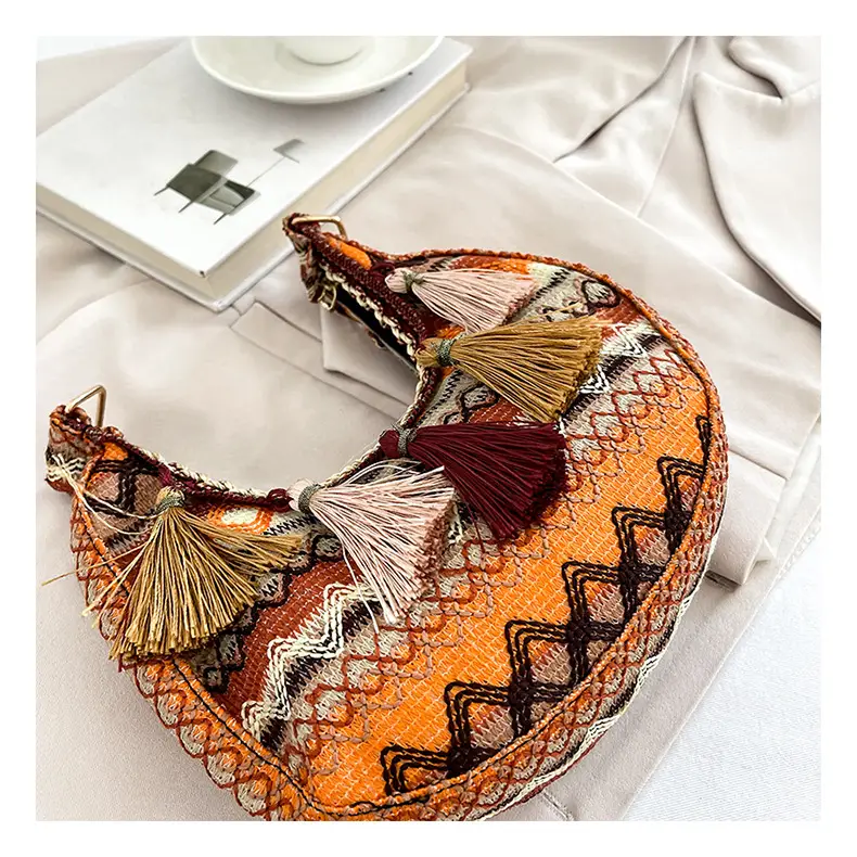 Embroidered Ethnic Style Tassel Bag for Women 2026 New Woven Shoulder Crossbody Bag Fashionable Holiday Style Underarm Bag — feature 36