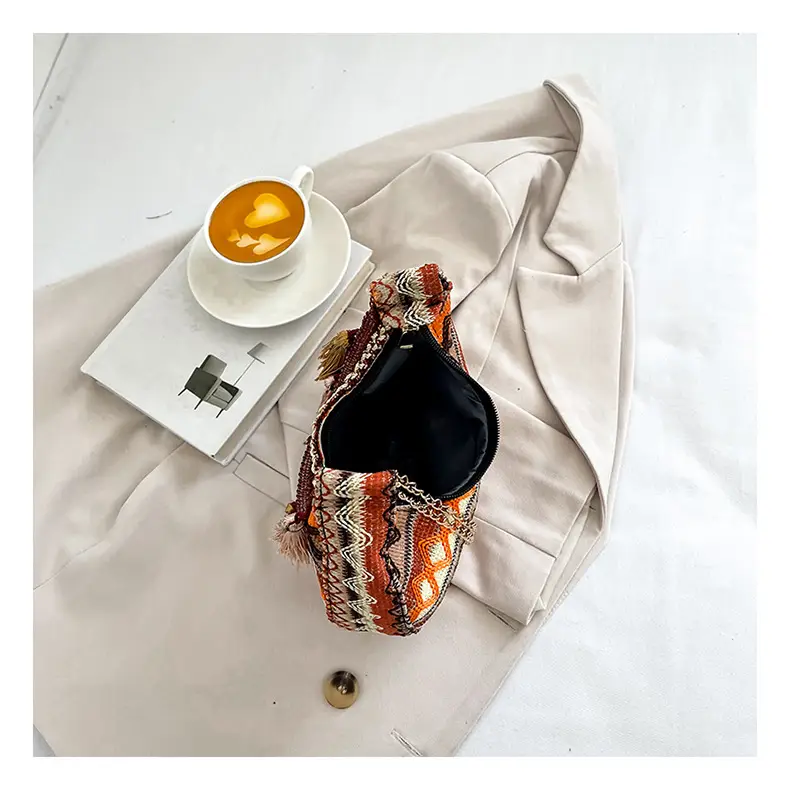 Embroidered Ethnic Style Tassel Bag for Women 2026 New Woven Shoulder Crossbody Bag Fashionable Holiday Style Underarm Bag — feature 37