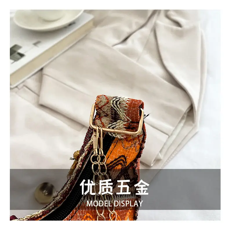 Embroidered Ethnic Style Tassel Bag for Women 2026 New Woven Shoulder Crossbody Bag Fashionable Holiday Style Underarm Bag — feature 6