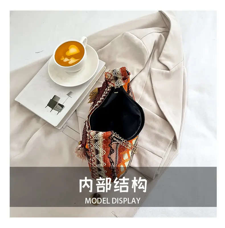 Embroidered Ethnic Style Tassel Bag for Women 2026 New Woven Shoulder Crossbody Bag Fashionable Holiday Style Underarm Bag — feature 8