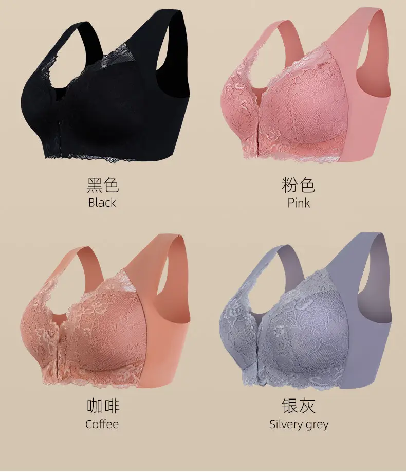 Black Lace Bra Large Chest Small Comfortable Breathable — feature 13