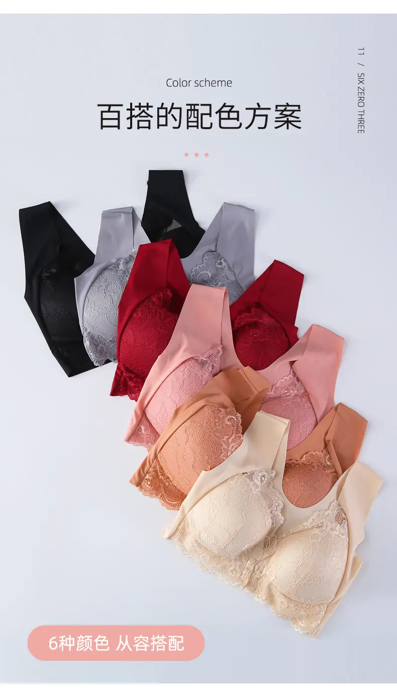 Black Lace Bra Large Chest Small Comfortable Breathable — feature 14