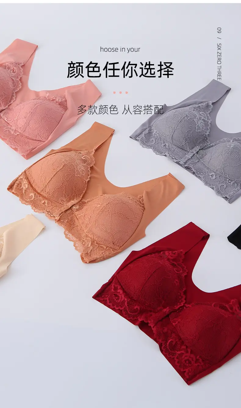 Black Lace Bra Large Chest Small Comfortable Breathable — feature 15