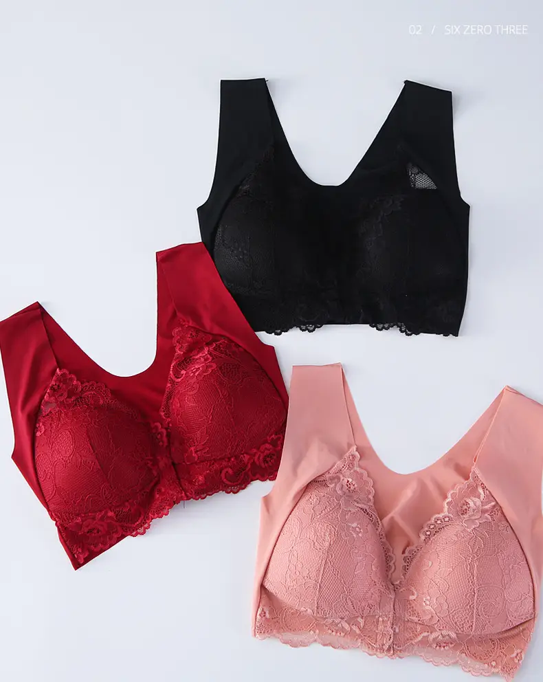 Black Lace Bra Large Chest Small Comfortable Breathable — feature 16