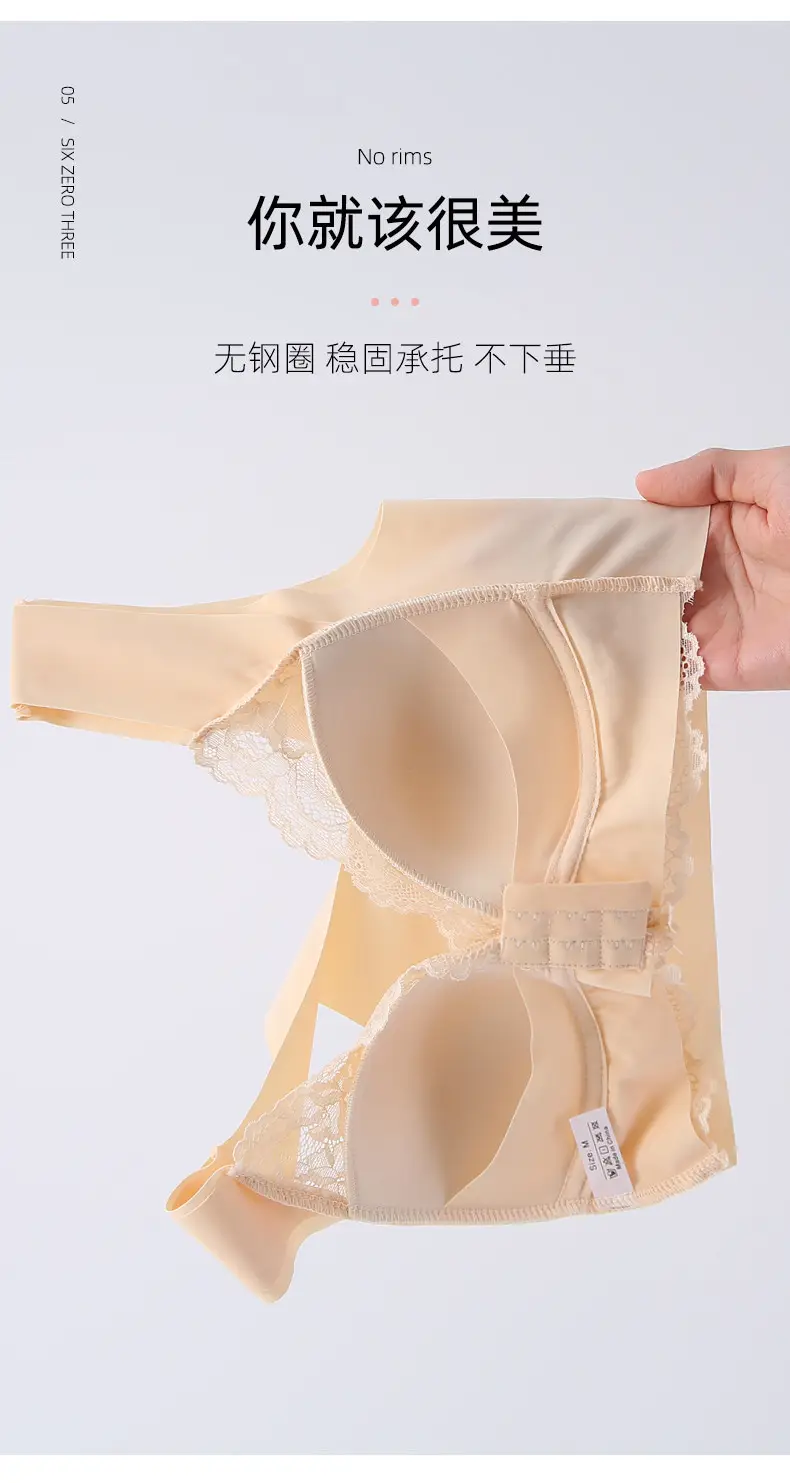 Black Lace Bra Large Chest Small Comfortable Breathable — feature 26