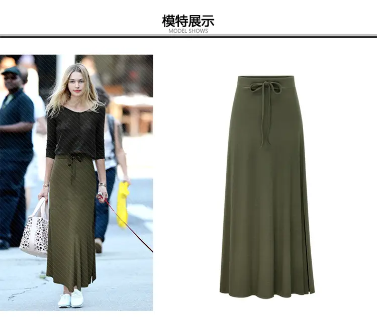 Women Korean Style High Waist Slimming Skirt Olive Green — feature 4
